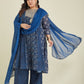 Janasya Dark Georgette Ajrakh Anarkali Kurta Set | Swadesiicart