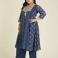 Janasya Dark Georgette Ajrakh Anarkali Kurta Set | Swadesiicart