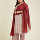 Janasya Light Georgette Yoke Embroidery A-Line Kurta Set | Swadesiicart