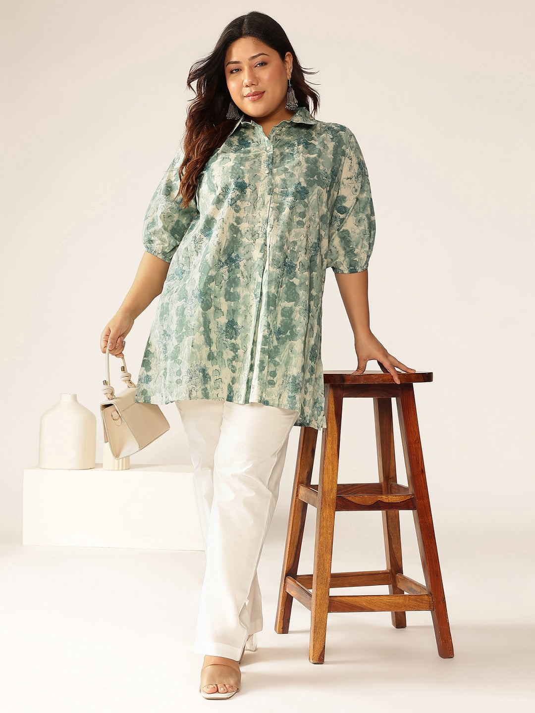 Janasya Dark Cotton Tie & dye Straight Tunic | Swadesiicart