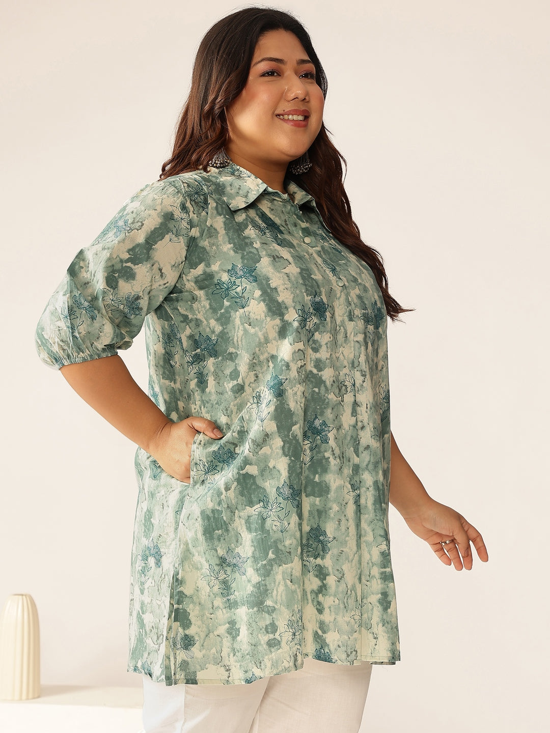 Janasya Dark Cotton Tie & dye Straight Tunic | Swadesiicart