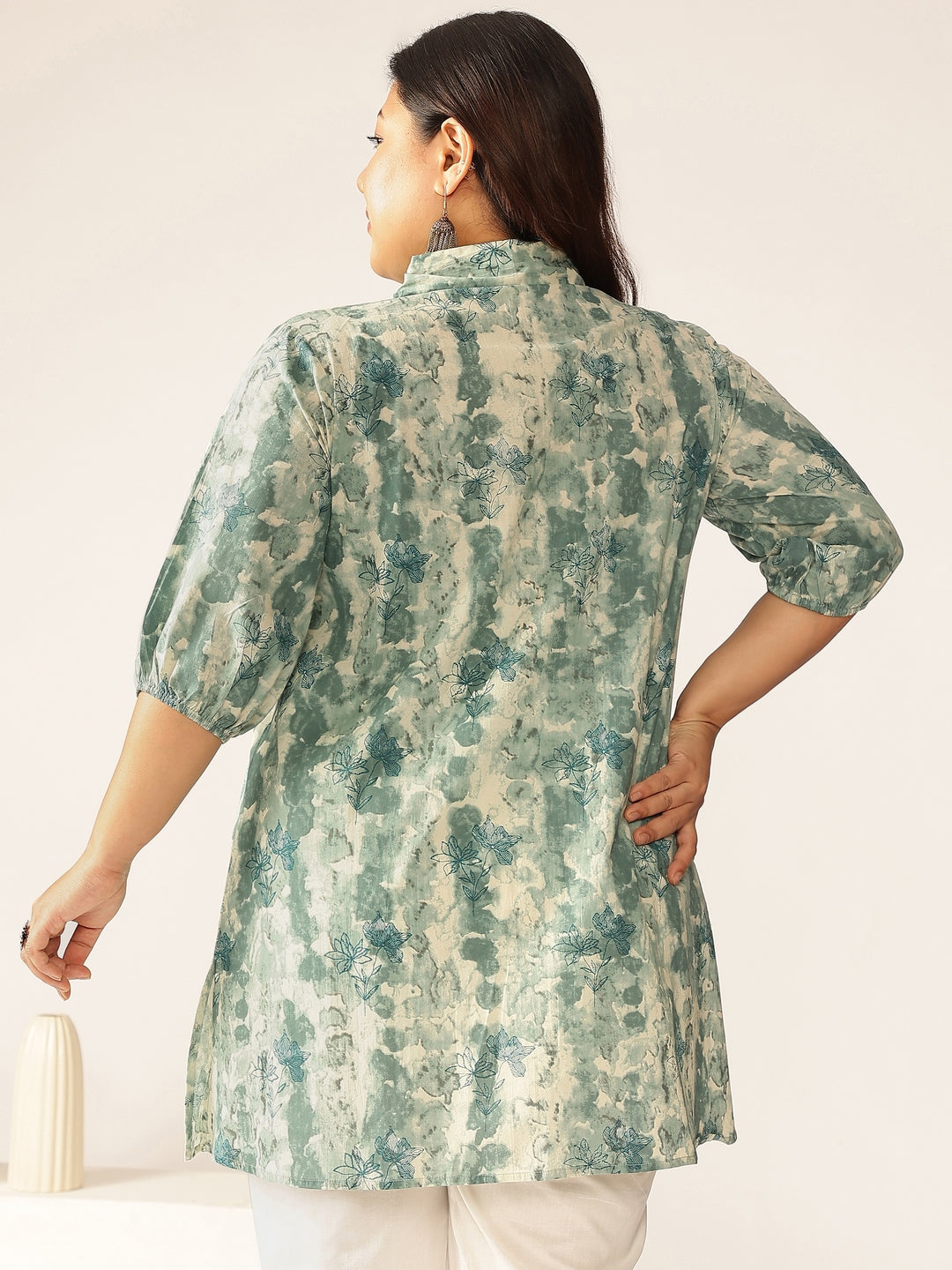 Janasya Dark Cotton Tie & dye Straight Tunic | Swadesiicart