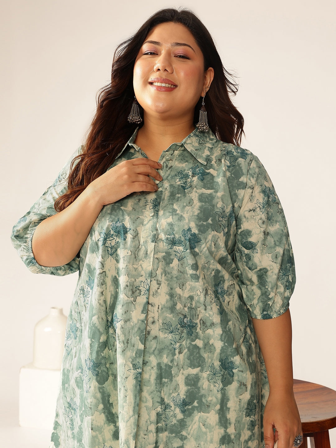 Janasya Dark Cotton Tie & dye Straight Tunic | Swadesiicart