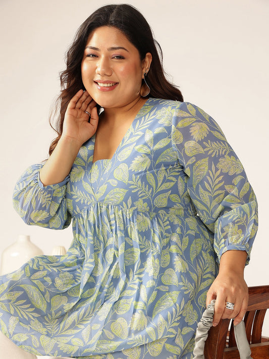 Janasya Bright Georgette Tropical A-Line Tunic | Swadesiicart