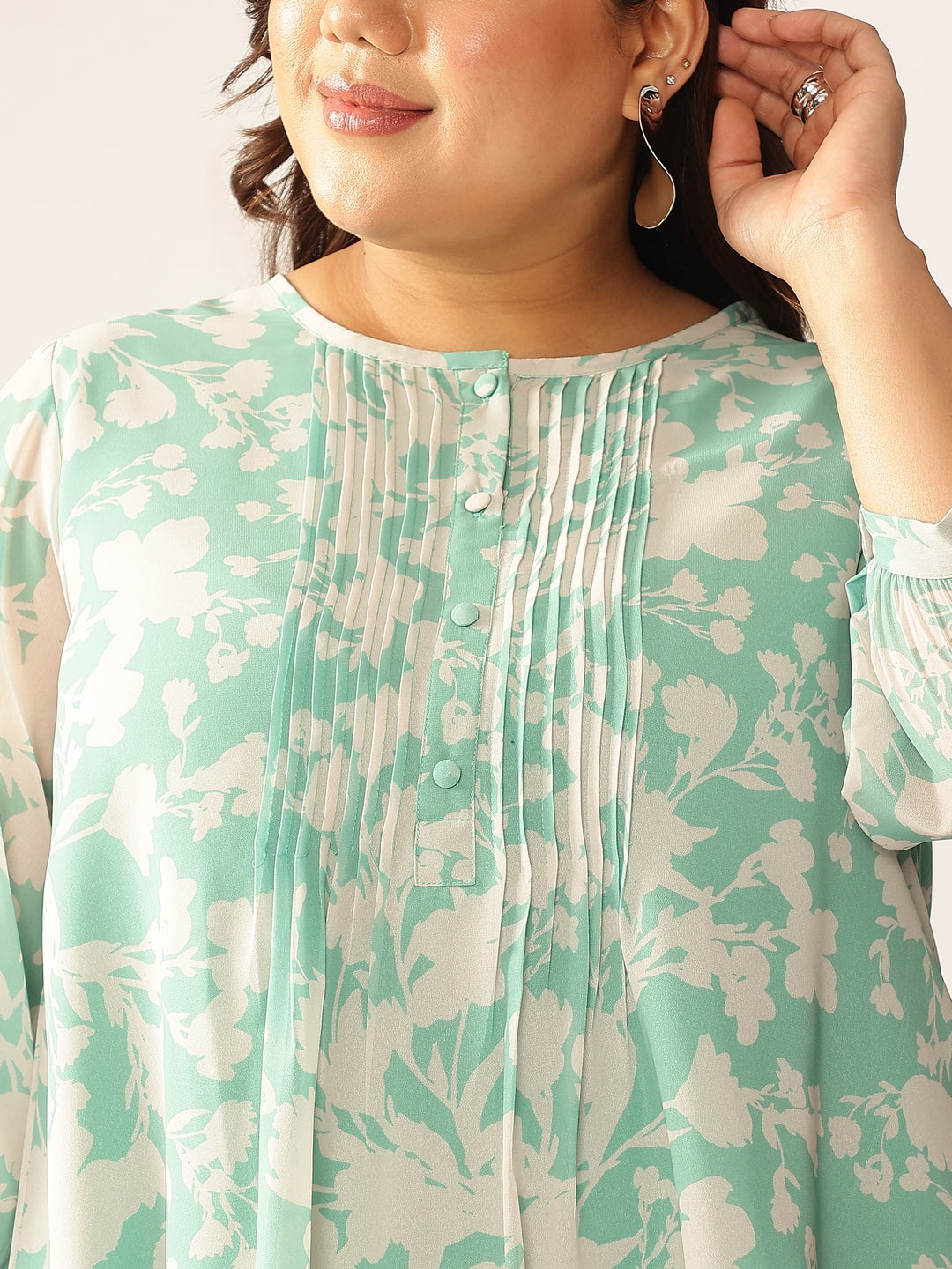 Janasya Light Georgette Floral A-Line Tunic | Swadesiicart
