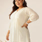 Janasya Light Dobby Chiffon Self Design A-Line Tunic | Swadesiicart