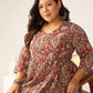 Janasya Dark Cotton Paisley Peplum Tunic | Swadesiicart