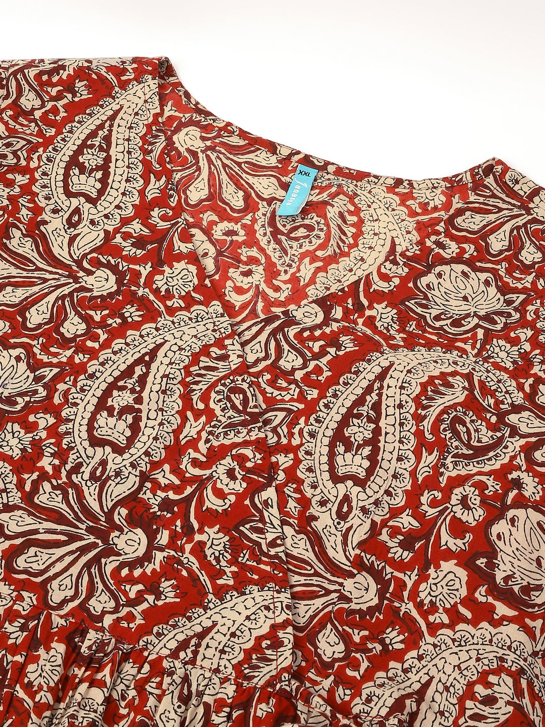 Janasya Dark Cotton Paisley Peplum Tunic | Swadesiicart