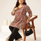 Janasya Dark Cotton Paisley Peplum Tunic | Swadesiicart