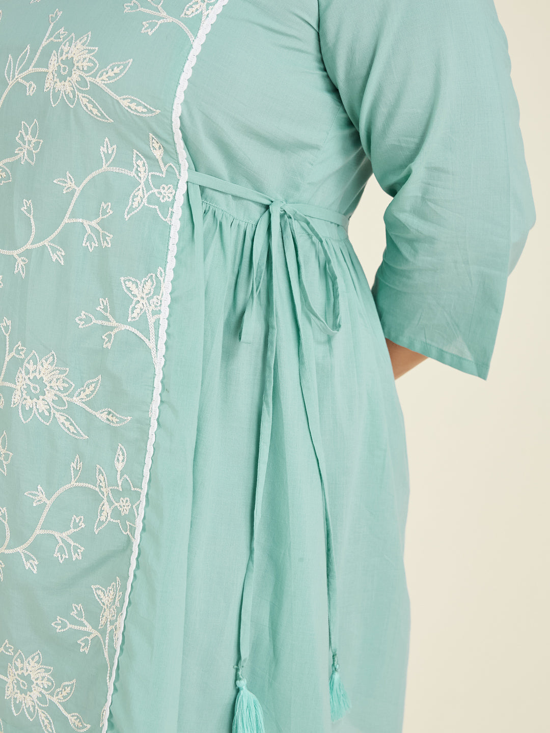 Janasya Bright Cotton Embroidered A-Line Tunic | Swadesiicart