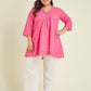 Janasya Bright Cotton Schiffli A-Line Tunic | Swadesiicart