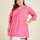 Janasya Bright Cotton Schiffli A-Line Tunic | Swadesiicart