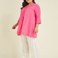 Janasya Bright Cotton Schiffli A-Line Tunic | Swadesiicart