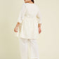 Janasya Light Cotton Schiffli A-Line Tunic | Swadesiicart