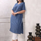 Janasya Dark Cotton Geometric Straight Kurta - Swadesiicart