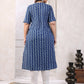 Janasya Dark Cotton Geometric Straight Kurta - Swadesiicart