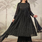 Janasya Dark Georgette Foil Print Anarkali Kurta Set | Swadesiicart