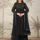 Janasya Dark Georgette Foil Print Anarkali Kurta Set | Swadesiicart