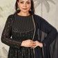 Janasya Dark Georgette Foil Print Anarkali Kurta Set | Swadesiicart