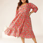 Janasya Bright Cotton Floral Flared Dress | Swadesiicart