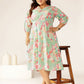 Janasya Bright Cotton Floral A-Line Dress | Swadesiicart