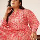 Janasya Bright Cotton Floral A-Line Dress | Swadesiicart