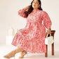Janasya Bright Cotton Floral A-Line Dress | Swadesiicart