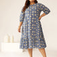 Janasya Bright Cotton Floral Fit & Flare Dress | Swadesiicart