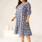 Janasya Bright Cotton Floral Fit & Flare Dress | Swadesiicart