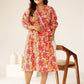 Janasya Bright Cotton Floral A-Line Dress | Swadesiicart