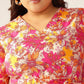 Janasya Bright Cotton Floral A-Line Dress | Swadesiicart