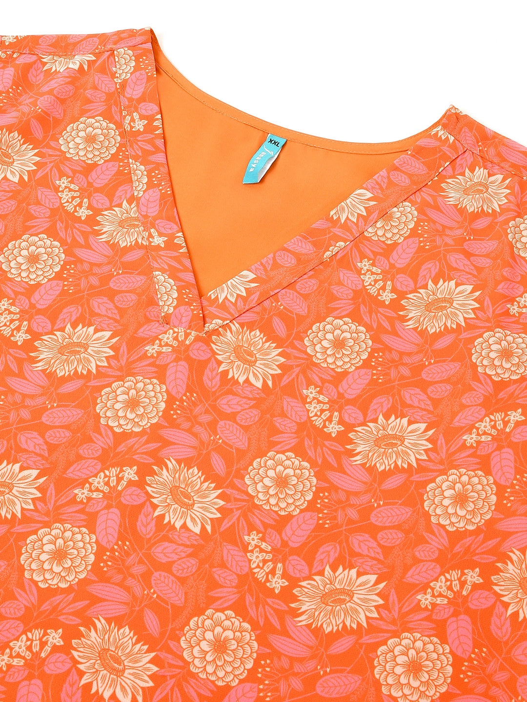Janasya Bright Georgette Floral A-Line Tunic | Swadesiicart