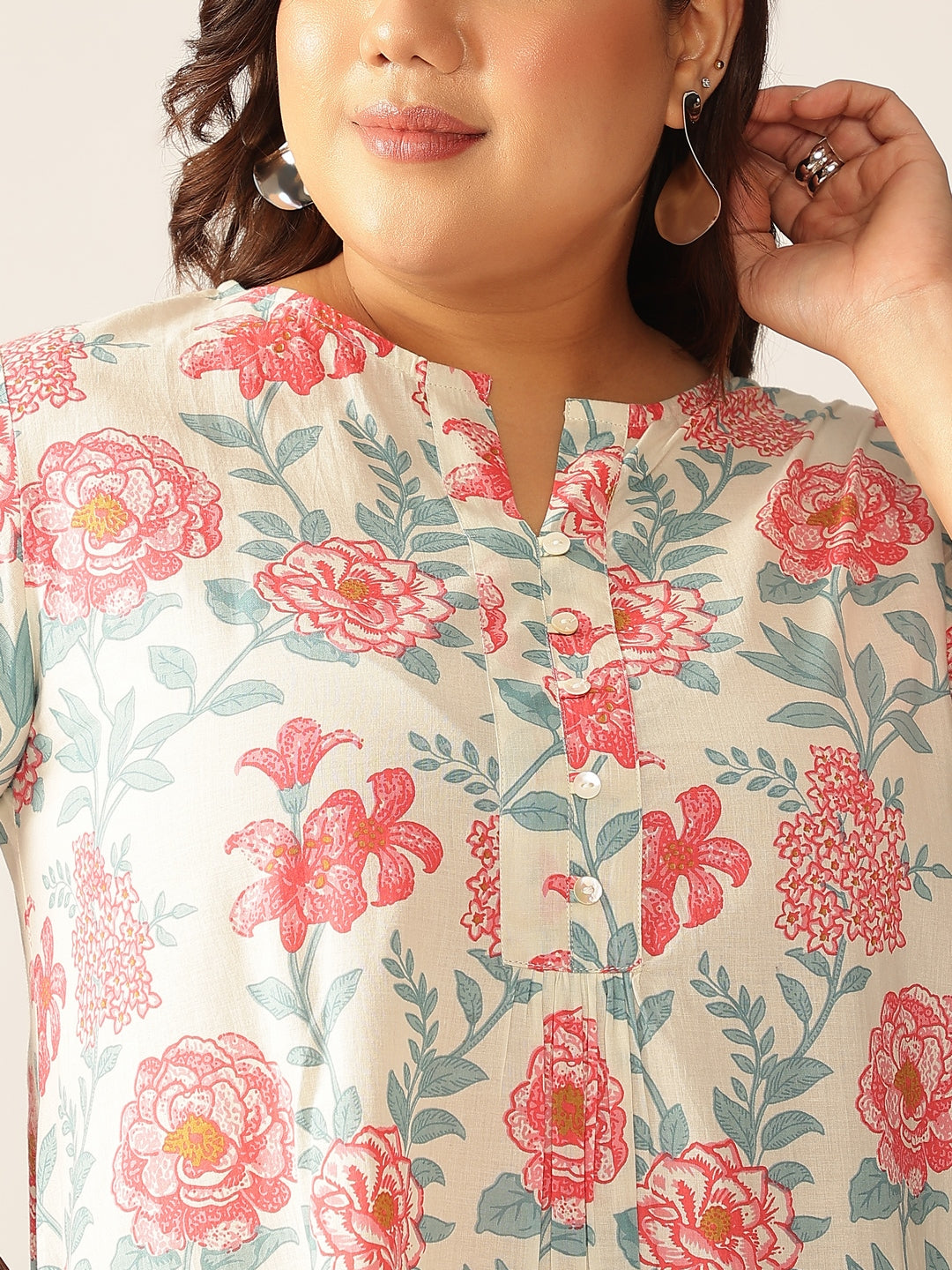 Janasya Light Cotton Floral A-Line Tunic | Swadesiicart