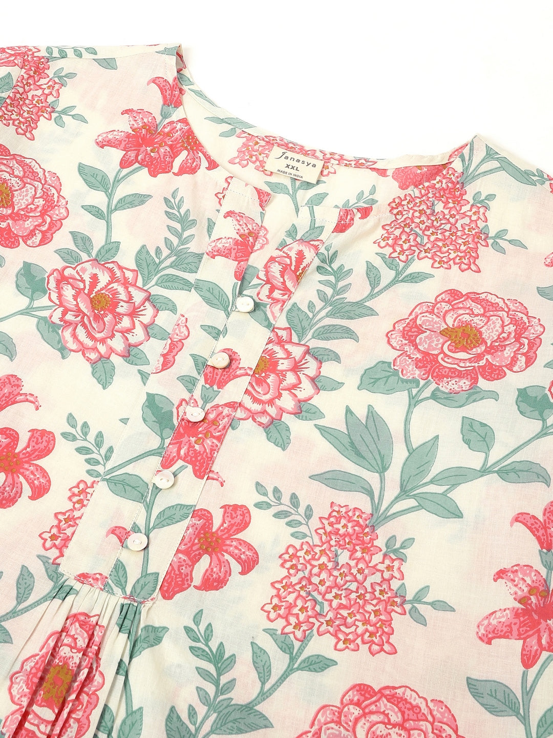 Janasya Light Cotton Floral A-Line Tunic | Swadesiicart