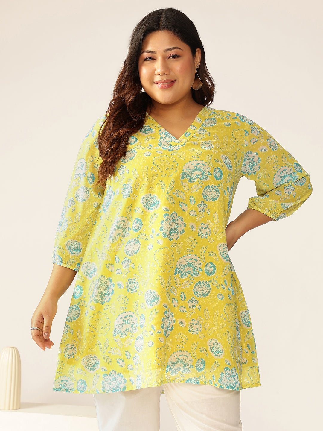 Janasya Bright Georgette Floral A-Line Tunic | Swadesiicart