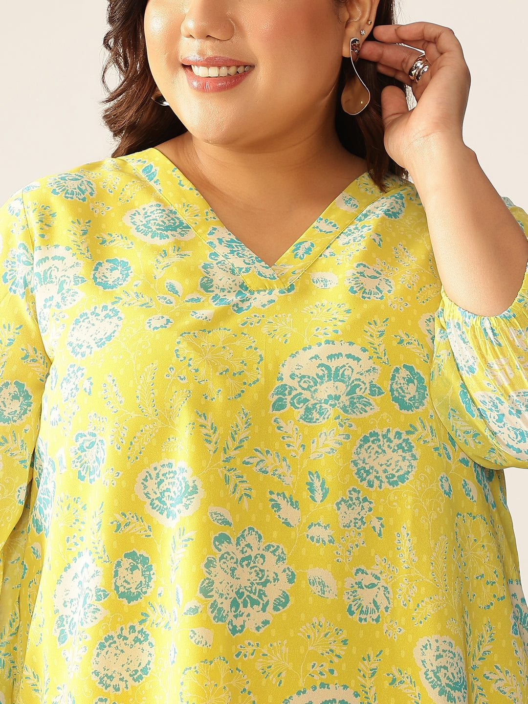 Janasya Bright Georgette Floral A-Line Tunic | Swadesiicart