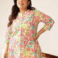 Janasya Bright Cotton Floral A-Line Tunic | Swadesiicart