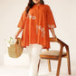 Janasya Dark Cotton Floral A-Line Tunic - Swadesiicart