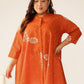 Janasya Dark Cotton Floral A-Line Tunic - Swadesiicart