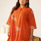 Janasya Dark Cotton Floral A-Line Tunic - Swadesiicart