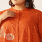 Janasya Dark Cotton Floral A-Line Tunic - Swadesiicart