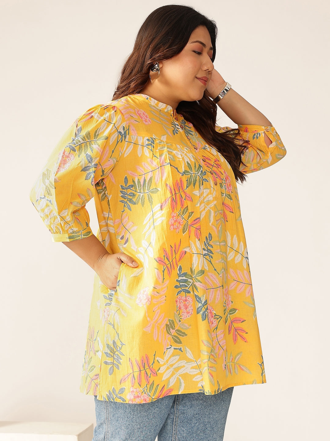 Janasya Light Cotton Tropical A-Line Tunic - Swadesiicart