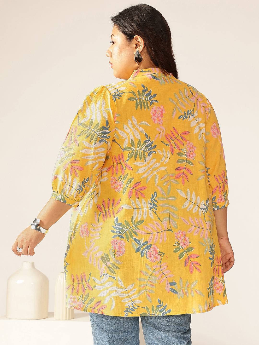 Janasya Light Cotton Tropical A-Line Tunic - Swadesiicart