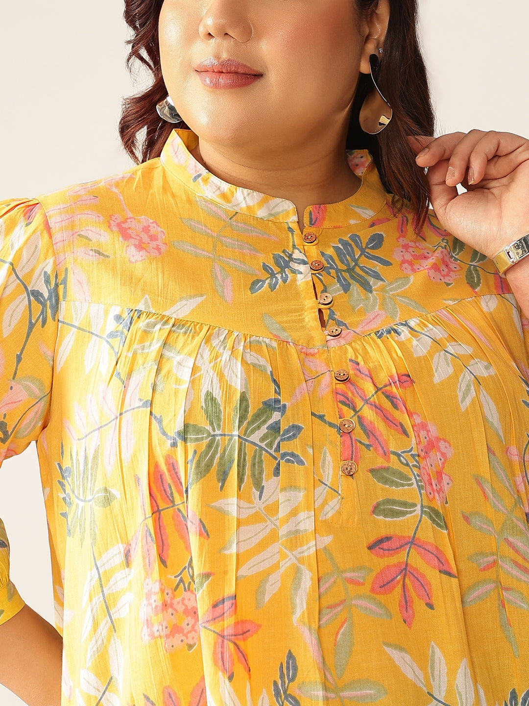 Janasya Light Cotton Tropical A-Line Tunic - Swadesiicart
