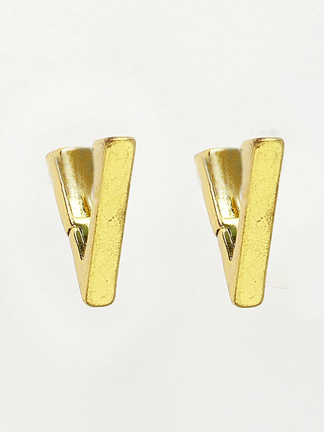 NVR Men's Gold-Polished Geometric Shape Stainless Steel Studs Earring | Swadesiicart