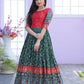 Jyoti Fashion Women's Bottle Green Patola with Foil Print Dola Silk Anarkali Dress | Swadesiicart