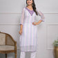 White Viscose Silk Embroidery with Thread and sequence Stitched Suit With Dupatta - Tanisha | Swadesiicart