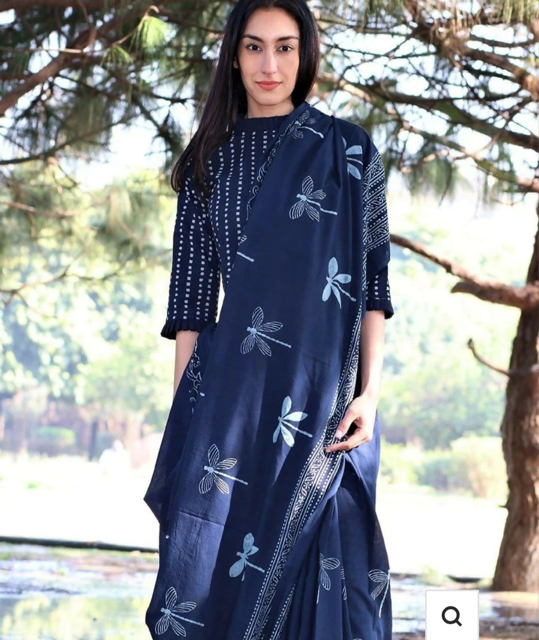Exclusive Collection Blue Beautiful Mulmul Cotton Saree - Swadesiicart