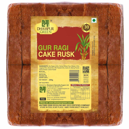 Dhampur Green Gur Ragi Cake Rusk - Dhampur Green