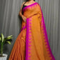 Exclusive Collection Beautiful Mustard Pure Cotton Woven Handloom Saree With Running Blouse Piece - Swadesiicart